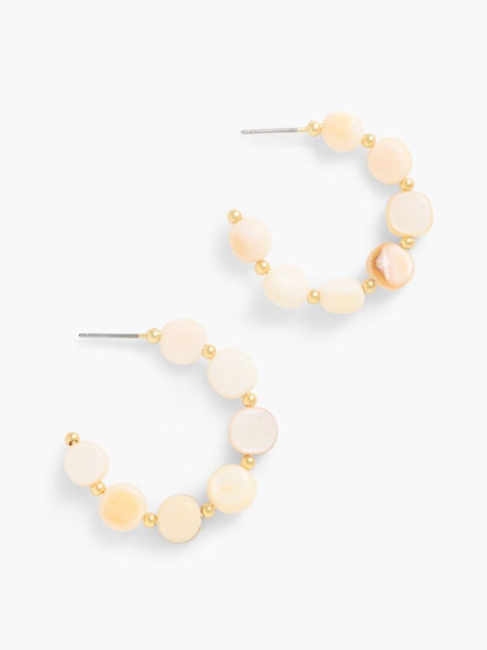 Talbots Mother of Pearl Beaded Hoop Earrings - NEW WITH TAG